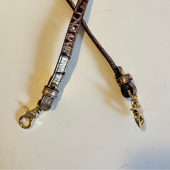 Brahmin handbag strap in croc-embossed leather Brown and Gold - Picture 3 of 14